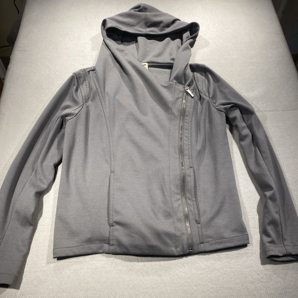 DKNY Womens Full Zip Crop Hoodie Size Medium Grey